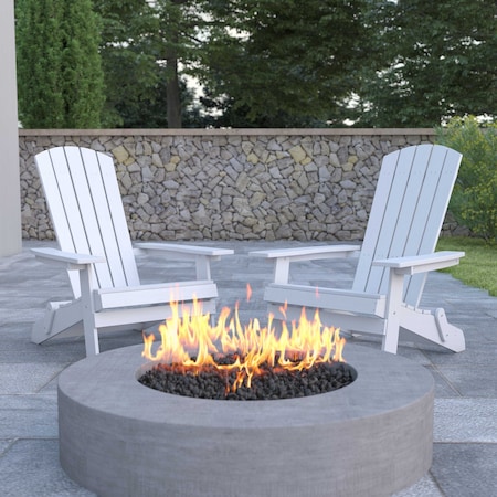 Flash Furniture White All-Weather Folding Adirondack Chairs, PK 2 2-JJ-C14505-WH-GG